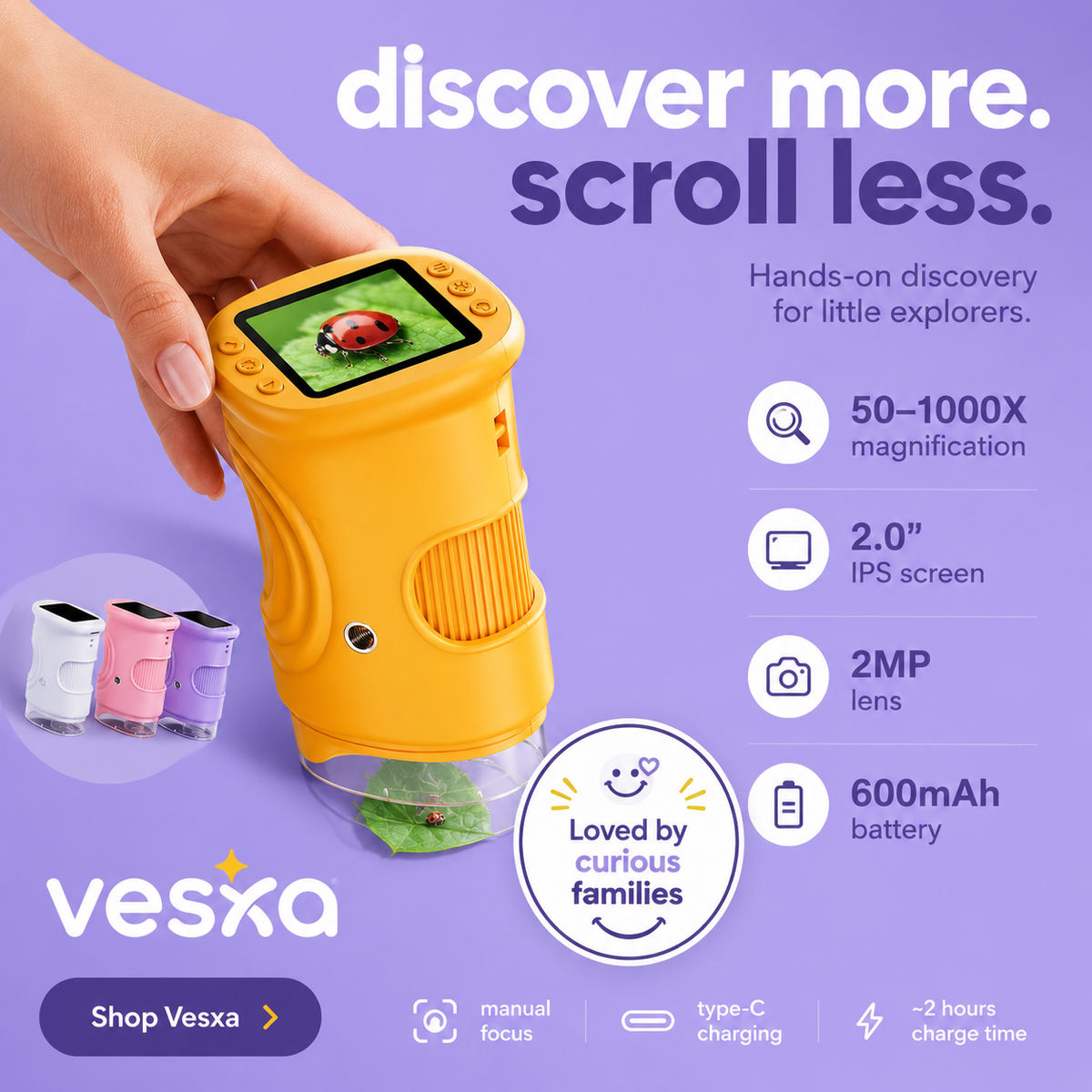 Vesta Kid-friendly digital microscope for hands-on nature discovery